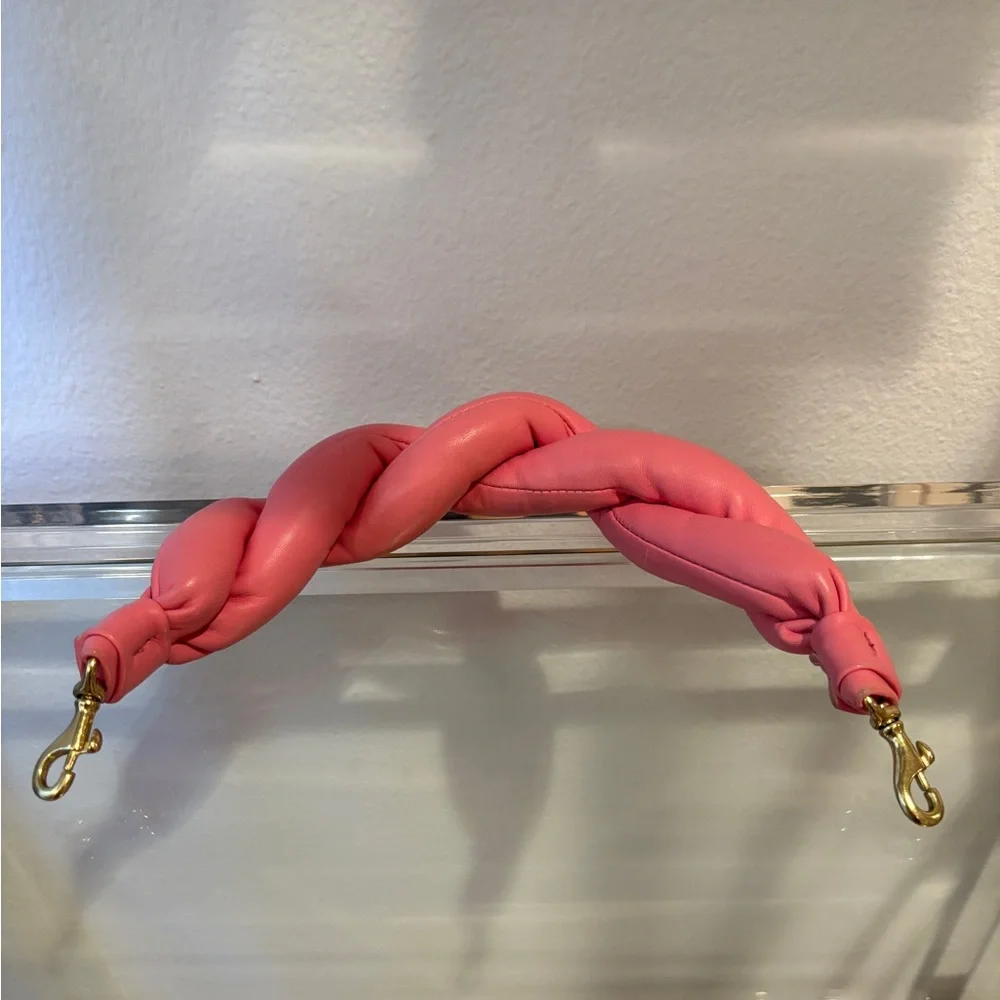 CLARE V Leather Braided Puff Shoulder Strap | Pink | Like New - Picture 4 of 5